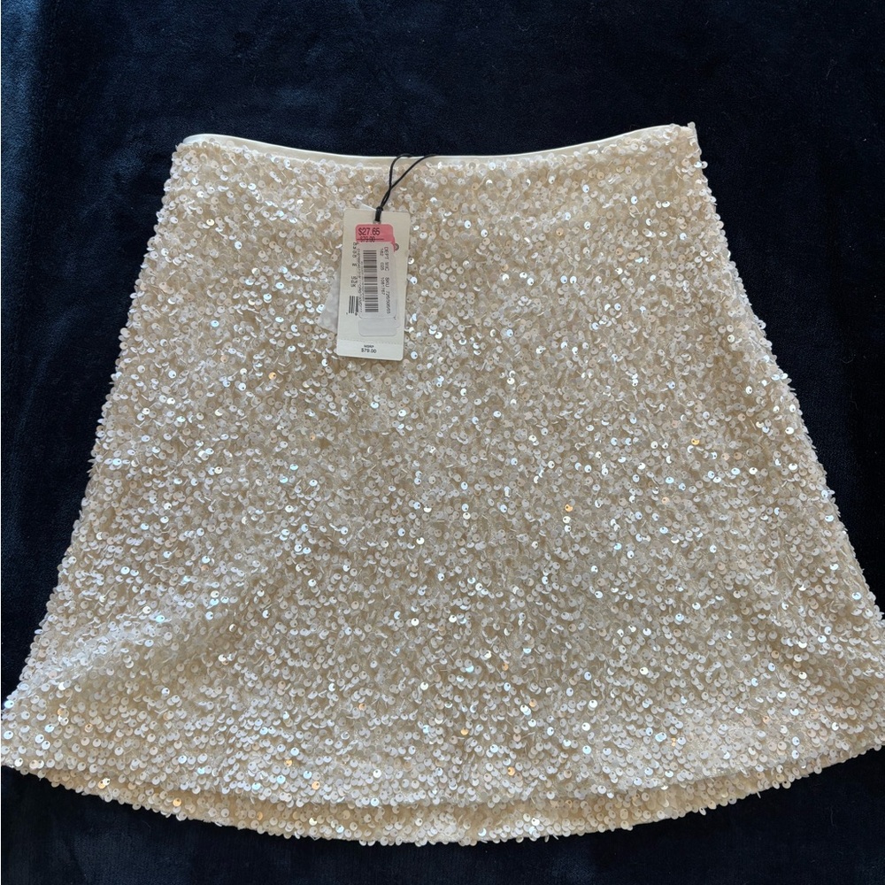 NWT A Loves A Sequin High Rise A-Line Skirt from Dillard’s in white